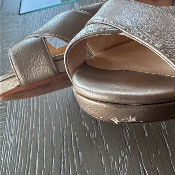 Cole Haan NIKE AIR Elegant Leather Light Pewter Open-Toe Slingback Heels Size 10 - Picture 5 of 12